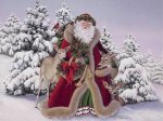 Santa Claus and Reindeer - Oil Painting Reproduction On Canvas