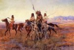 Four Mounted Indians - Charles Marion Russell Oil Painting