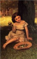 Young Girl with Flowers - John George Brown Oil Painting