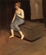 Model in Towel, Sitting on Box - Oil Painting Reproduction On Canvas