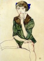 Sitting Woman in a Green Blouse - Oil Painting Reproduction On Canvas