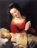Virgin in Adoration before the Christ Child - John Singer Sargent Oil Painting