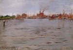 Harbor Scene, Brooklyn Docks - William Merritt Chase Oil Painting
