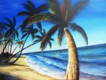 Impressionism Landscape #344 - Coconut tree by seaside