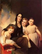 Portrait of Mrs. James Robb and Her Three Children - Thomas Sully Oil Painting