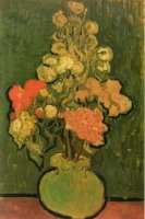 Vase with Rose-Mallows - Vincent Van Gogh Oil Painting