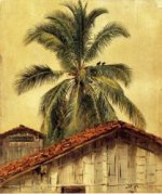 Palm Trees and Housetops, Ecuador - Frederic Edwin Church Oil Painting