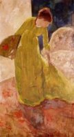 Woman Standing, Holding a Fan - Oil Painting Reproduction On Canvas