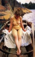 In Werner's row boat - Anders Zorn Oil Painting