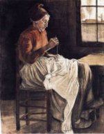 Woman Sewing - Oil Painting Reproduction On Canvas