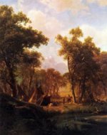 Indian Encampment, Shoshone Village - Albert Bierstadt Oil Painting
