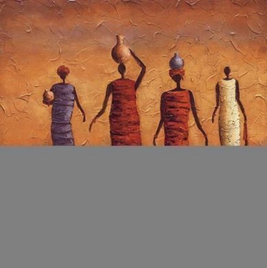 Abstract oil painting - 4 women - 2 pots on heads