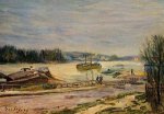 The Seine near Saint-Cloud, High Water - Alfred Sisley Oil Painting