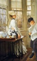 Reading the News - James Tissot oil painting
