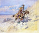 Indian on Horseback - Charles Marion Russell Oil Painting