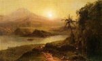Mountain Landscape with River, Near Philadelphia - Frederic Edwin Church Oil Painting