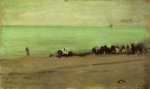 Blue and Silver: Boat Entering Pourville - James Abbott McNeill Whistler Oil Painting