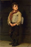 News Boy - John George Brown Oil Painting