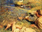 Val d'Aosta, Man Fishing - John Singer Sargent Oil Painting