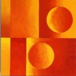 Modern Abstract-Rectangles and Circles, Red and Yellow - Oil Painting Reproduction On Canvas