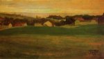 Meadow with Village in Background II - Egon Schiele Oil Painting