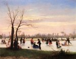 Ice Skating at Twilight - Conrad Wise Chapman Oil Painting