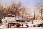 Snow Scene at Utica - John Carlin Oil Painting