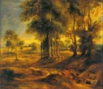 Landscape with the Carriage at the Sunset - Peter Paul Rubens Oil Painting