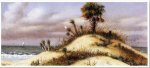 Florida Seascape with Sand Dune, Palm Tree, Yucca, Cactus and Sailboat - William Aiken Walker Oil Painting