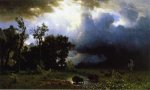 Buffalo Trail: the Impending Storm - Albert Bierstadt Oil Painting