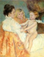 Mother, Sara and the Baby (counterproof) - Mary Cassatt oil painting,