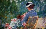 Lydia Seated in the Garden with a Dog in Her Lap - Oil Painting Reproduction On Canvas