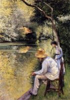 Fishing - Gustave Caillebotte Oil Painting