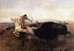 Indians Hunting Buffalo - Charles Marion Russell Oil Painting