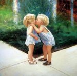 Twins Kissing - Donald Zolan Oil Painting