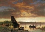 Harbor Scene - Albert Bierstadt Oil Painting