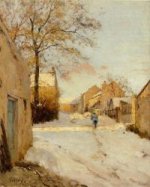 A Village Street in Winter, - Alfred Sisley Oil Painting