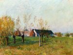 The Farm at Trou d'Enfer, Autumn Morning - Alfred Sisley Oil Painting