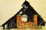 Old Brick House in Carinthia - Egon Schiele Oil Painting