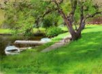 Bank of a Lake in Central Park - Oil Painting Reproduction On Canvas