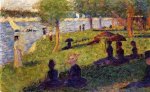 Woman Fishing and Seated Figures - Georges Seurat Oil Painting