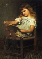 First Reader - John George Brown Oil Painting