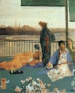 Variations in Flesh Colour and Green: The Balcony - James Abbott McNeill Whistler Oil Painting,