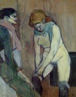 Woman Pulling up Her Stockings - Henri De Toulouse-Lautrec oil painting