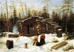 Bringing Home Game: Winter Shanty at Ragged Lake - Arthur Fitzwilliam Tait Oil Painting