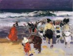 The Beach at Biarritz (sketch) - Joaquin Sorollay Bastida Oil Painting