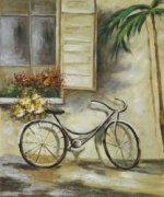Courtyard Bicycle - Oil Painting Reproduction On Canvas