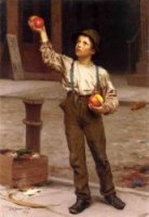 The Young Apple Salesman - John George Brown Oil Painting
