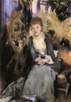 Miss Reubell Seated in Front of a Screen - Oil Painting Reproduction On Canvas