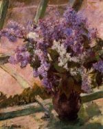 Lilacs in a Window - Mary Cassatt Oil Painting
